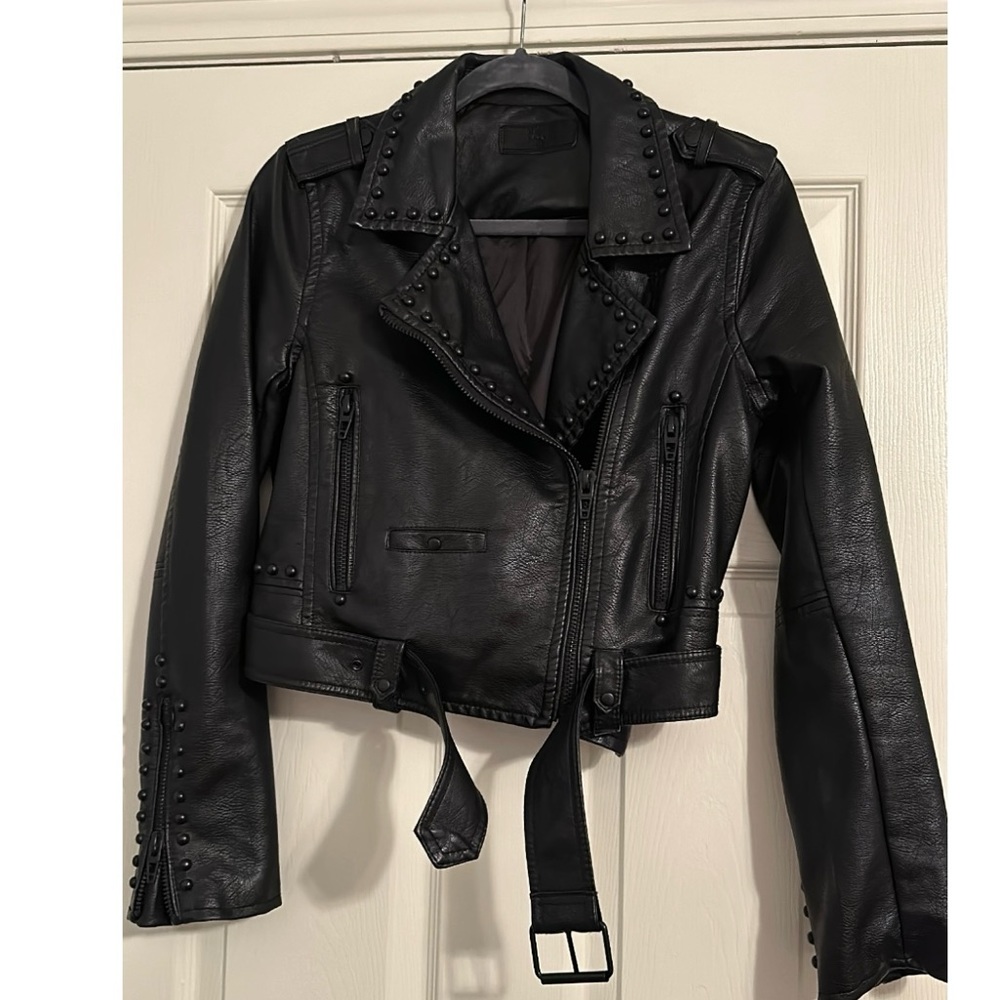 NWOT Blank NYC Faux Leather Studded and Belted Jacket (S)